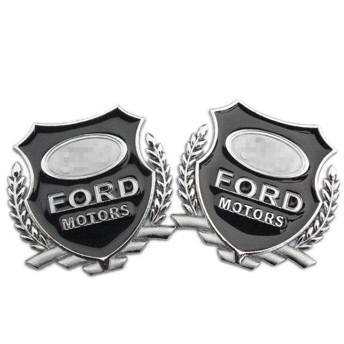 2 x silver metal car marked car emblem badge decal car sticker for "ford"