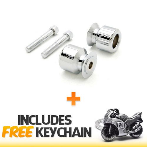 Chrome swingarm spools for kawasaki ninja zxr zx6r zx14 zx9r+sportbike keychain