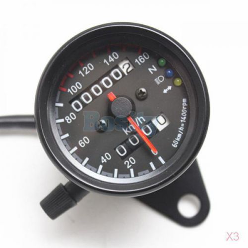 3x motorbike km/h led backlight odometer speedometer dual gauge meter universal