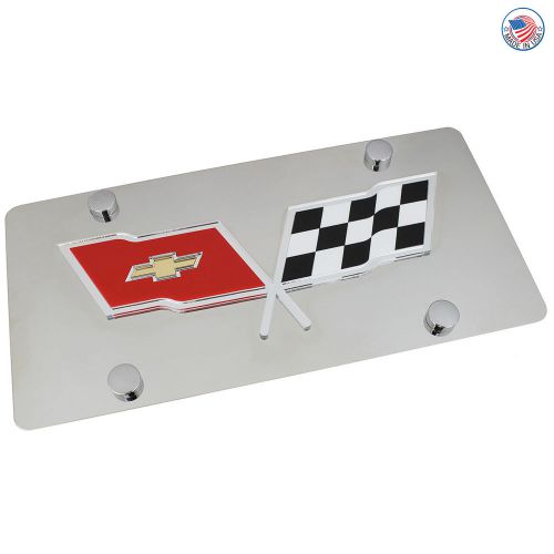 Corvette c3 logo on polished stainless steel license plate