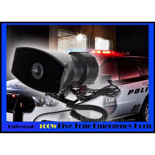 Car vehicle 100 watt police air horn alarm pa 5 tone siren super loud system