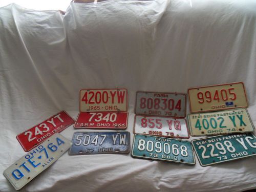 Historic ohio car license plates &#039;65, &#039;66, &#039;67, &#039;70, &#039;73, &#039;74, &#039;77, &#039;83