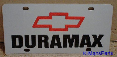 Chevrolet duramax diesel stainless steel vanity license plate tag bowtie red