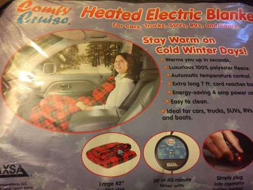 Heated electric blanket for car - boats- trucks red black large plug cigarette l