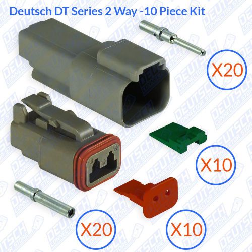 Deutsch DT Series 2 Way Complete Connector Kit 10 Complete Kits 20-16 Ga Solid, US $33.54, image 1