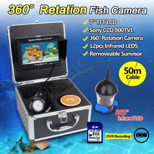 Boblov 7&#034; ir 50m 360° rotate underwater camera dvr recording ice/sea fish finder