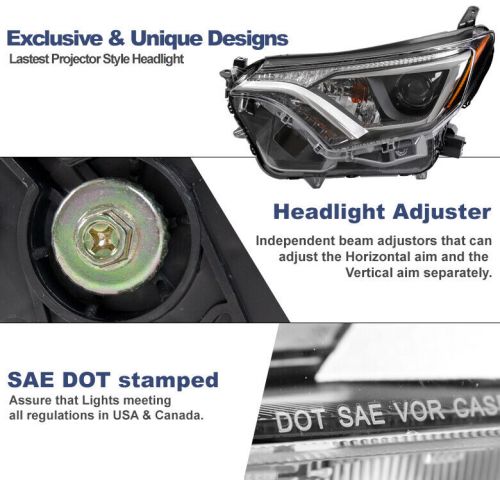 For 16 17 18 Toyota RAV4 Halogen Projector Headlight Lamp Chrome Replacement L+R, US $279.95, image 4