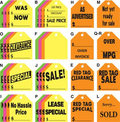 Large rearview mirror hang tags (50 per pack)