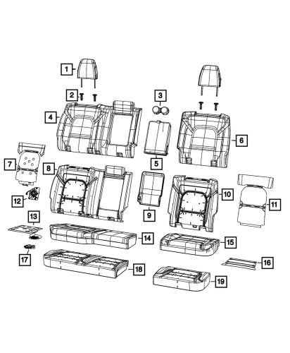 Genuine mopar rear seat back cover 7up31bd3aa