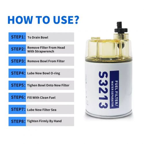 Fuel filter water separator with bowl for marine outboard motor mercury s3213