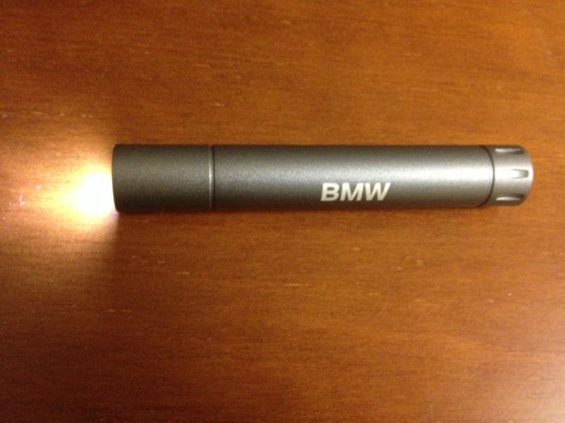 Original bmw small led flashlight w/ lettering-silver metal titanium