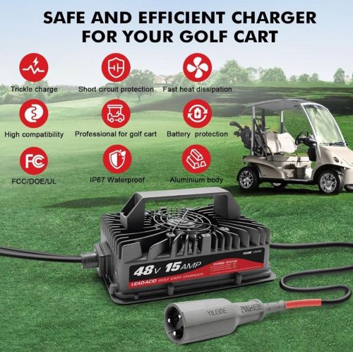 YILEIDE 48 Volt 15 AMP Golf Cart Charger for Club Car with 3-Pin Round Plug, US $74.95, image 7