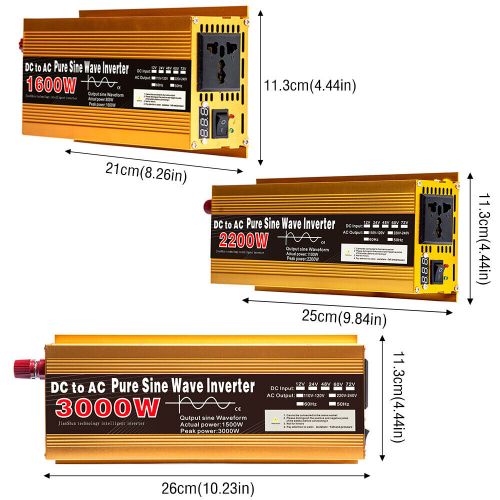 1600W Car Power Inverter DC 12V To AC 220V Pure Sine Wave Solar Converter LCD, US $69.49, image 2