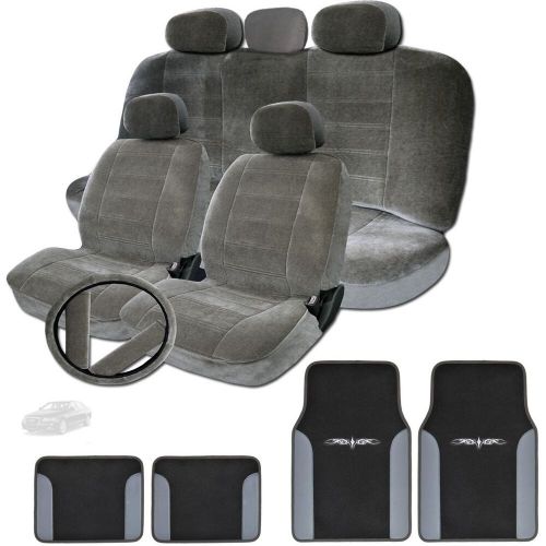 For AUDI PREMIUM GRADE GREY VELOUR CAR TRUCK SEAT COVERS VINYL MATS SET, US $64.83, image 12