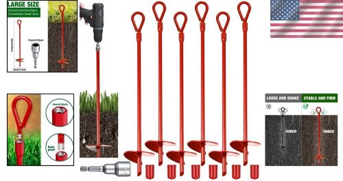 All-Weather Ground Anchors - Heavy-Duty Steel Augers with Drill Bit (6 Pack), US $73.99, image 4