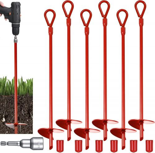 All-Weather Ground Anchors - Heavy-Duty Steel Augers with Drill Bit (6 Pack), US $73.99, image 5