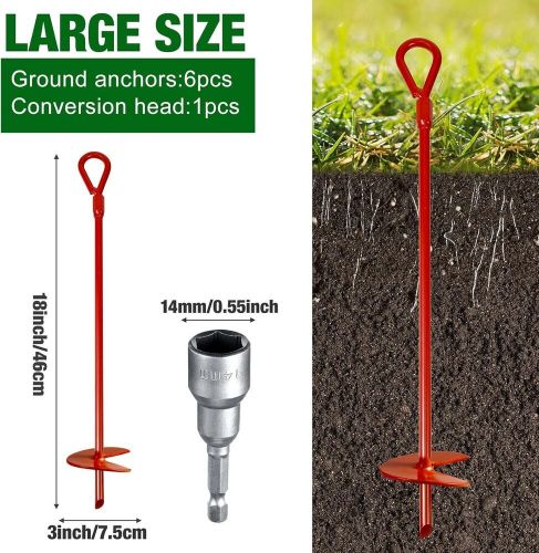 All-Weather Ground Anchors - Heavy-Duty Steel Augers with Drill Bit (6 Pack), US $73.99, image 7