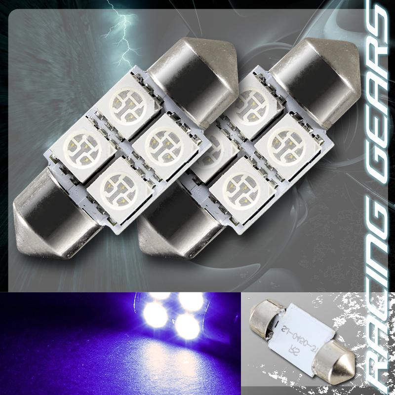 2x universal 31mm purple 4 smd led festoon replacement dome map glove light bulb