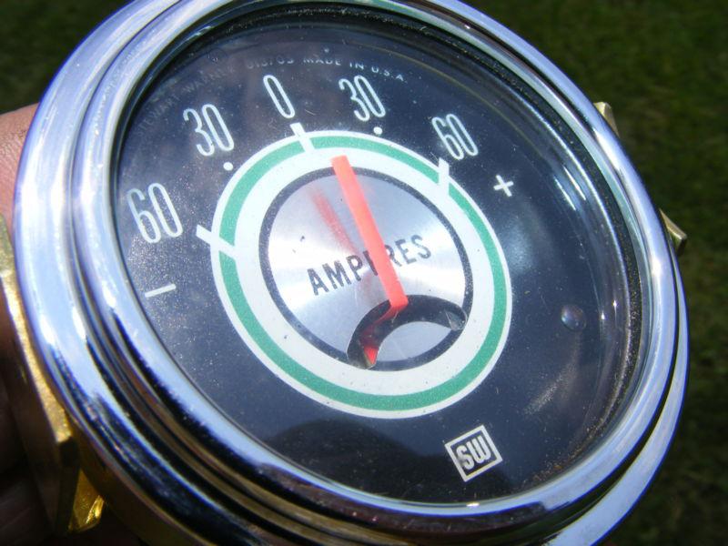 Stewart warner amp amperes battery gauge green line nos new greenline 
