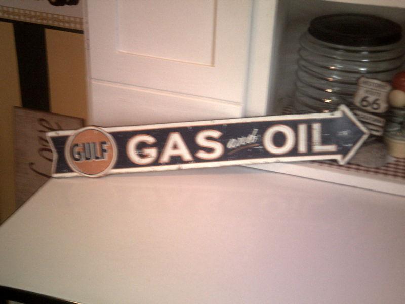 Gulf pride gas and oil metal sign nostalgic looking sign garage chevy ford tin 