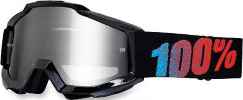 100% accuri junior motocross youth goggles,black jr.(black/blue/red),mirror lens