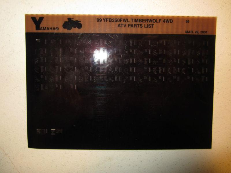 Buy 1999 Yamaha ATV YFB250FWL Timberwolf 4WD Microfiche Parts Catalog