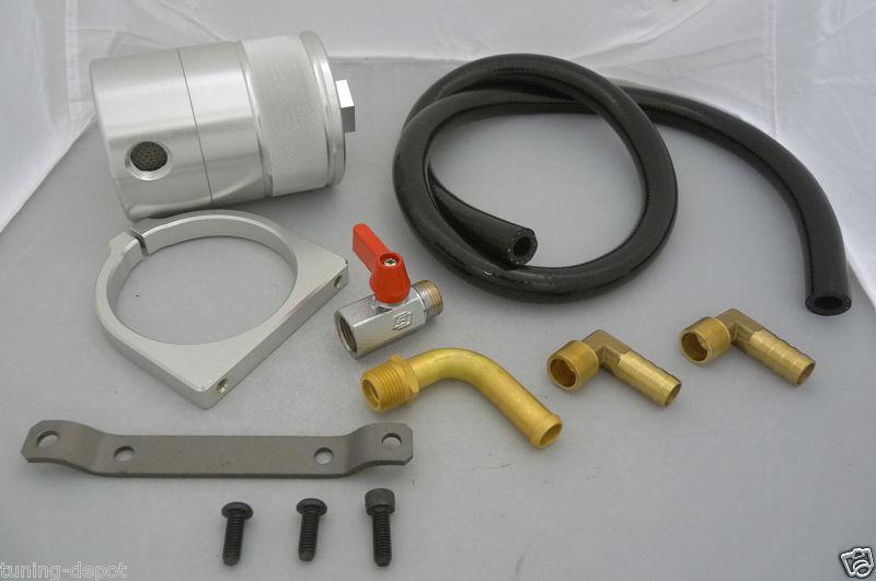 Obx silver billet universal air oil separator 3.0" diameter 4.0" ht 3/8" fitting