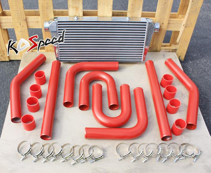 Buy UNIVERSAL FRONT MOUNT TURBO INTERCOOLER+RED PIPE PIPING KIT FMIC 31