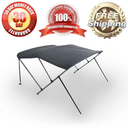 New gray bimini top kit with mounting hardware - 6'l 3-bow cover 91"-96" width