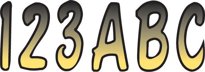 Hardline letter-number kit yellow-black yebkg200