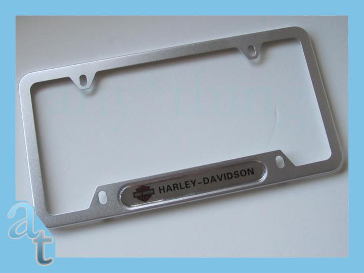 Buy SILVER HARLEY DAVIDSON ALUMINUM LICENSE PLATE FRAME 4HOLE LOGO