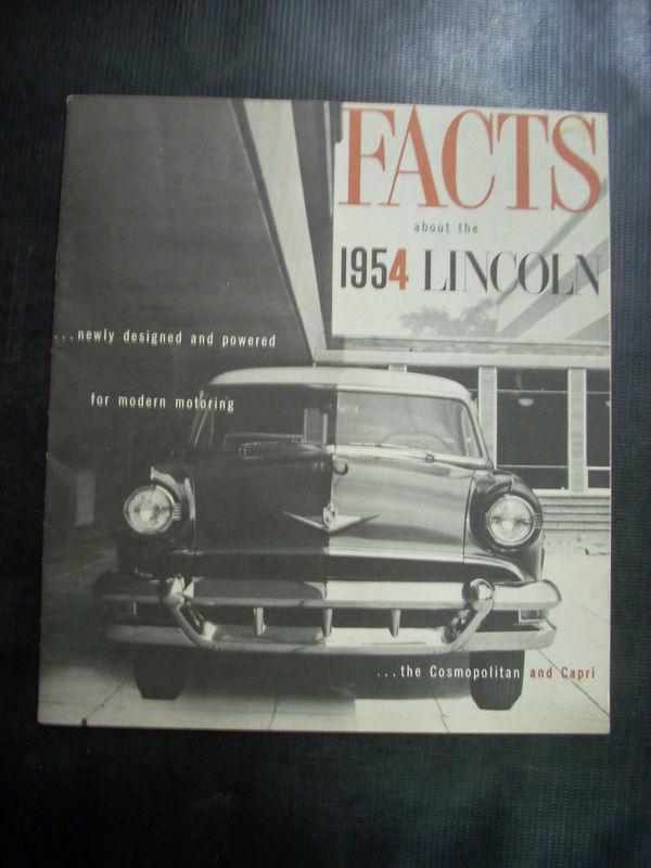 1954 54 lincoln cosmopolitan capri dealer dealership facts sales brochure