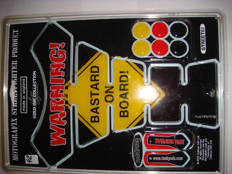 Motografix motorcycle tank pad – warning bastard onboard, keychain, decals - 42