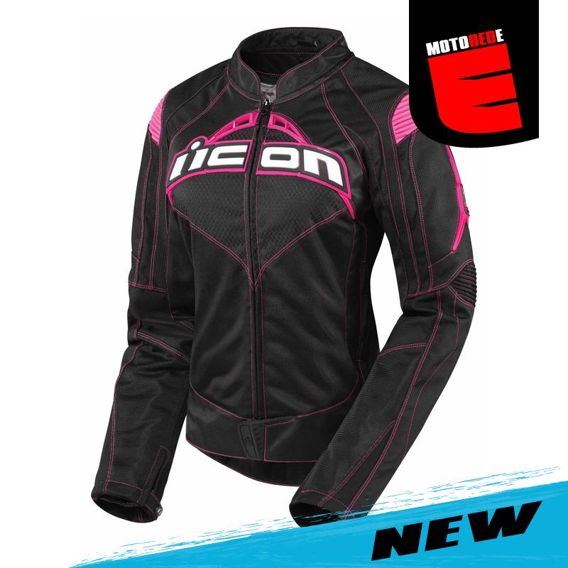 Icon contra womens motorcycle textile jacket black pink xsmall xs