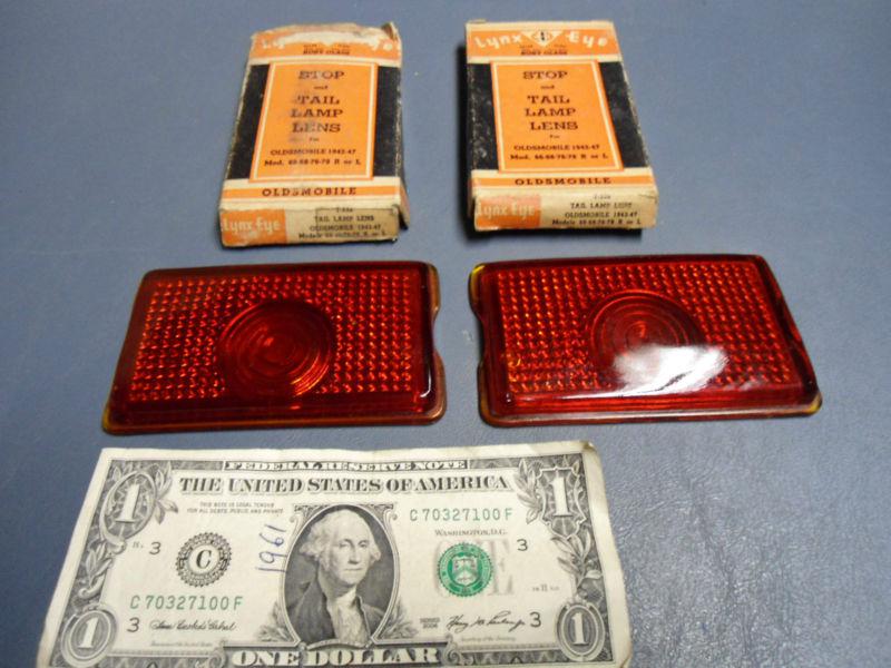1942-47 oldsmobile 66-68-76-78 new rear nors ruby glass taillight lenses ratrod