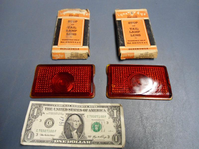 1942-47 OLDSMOBILE 66-68-76-78 NEW REAR NORS RUBY GLASS TAILLIGHT LENSES RATROD, US $9.99, image 2
