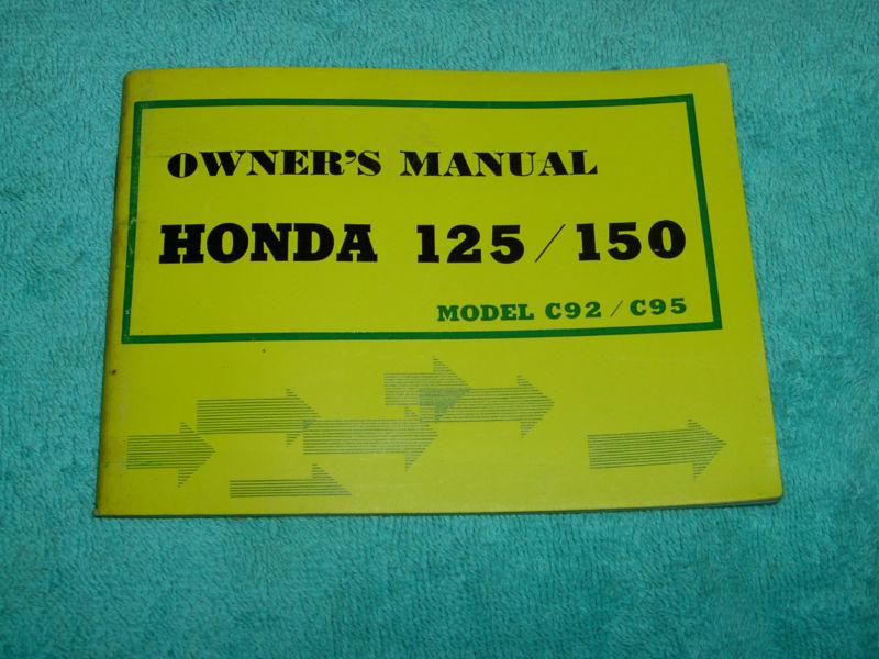 Honda,c92,c95,benly touring,nos owners manual,pristine cond.,ca92,ca95,125,150