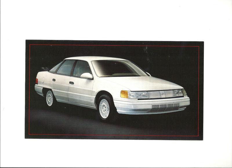 1987 mercury sable limited edition white monochromatic "nos" post card 5"x9"
