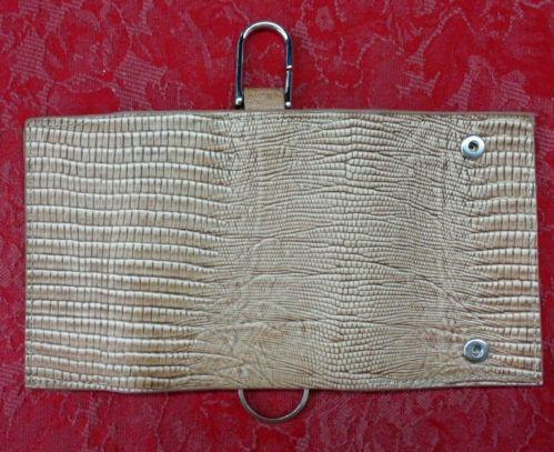 TAN (LT. Brown) Leather Key Chain Case Holder Bag Ring & Button , US $9.89, image 5