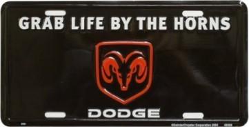 Dodge grab life by the horns embossed metal license plate