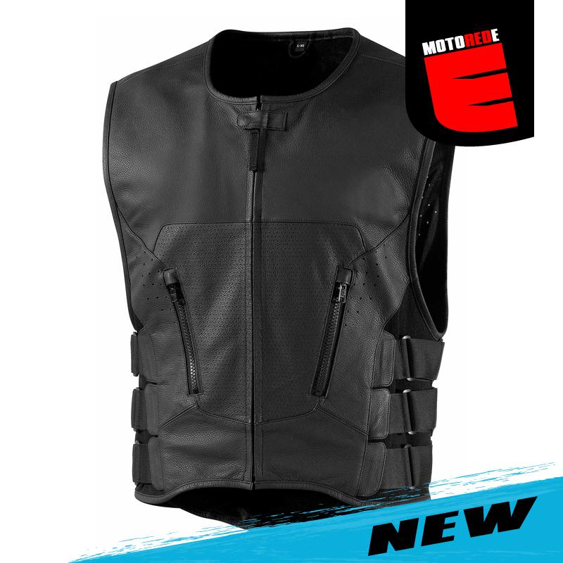 Icon regulator stripped motorcycle vest black 4xlarge - 5xlarge xxxxl - xxxxxl