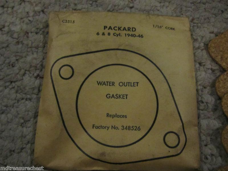 1940 1941 1942 1946 6 & 8cyl packard water outlet cork gasket 348526 lot of 8