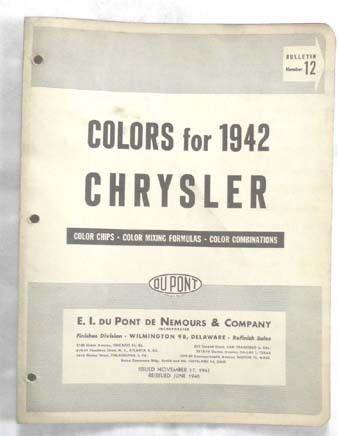 1942 chrysler dupont color paint chip chart all models original 