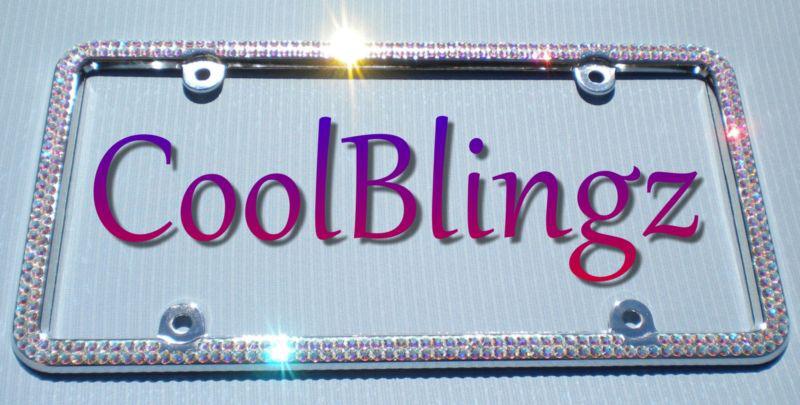 2 row crystal ab license plate frame rhinestone bling made w/ swarovski elements