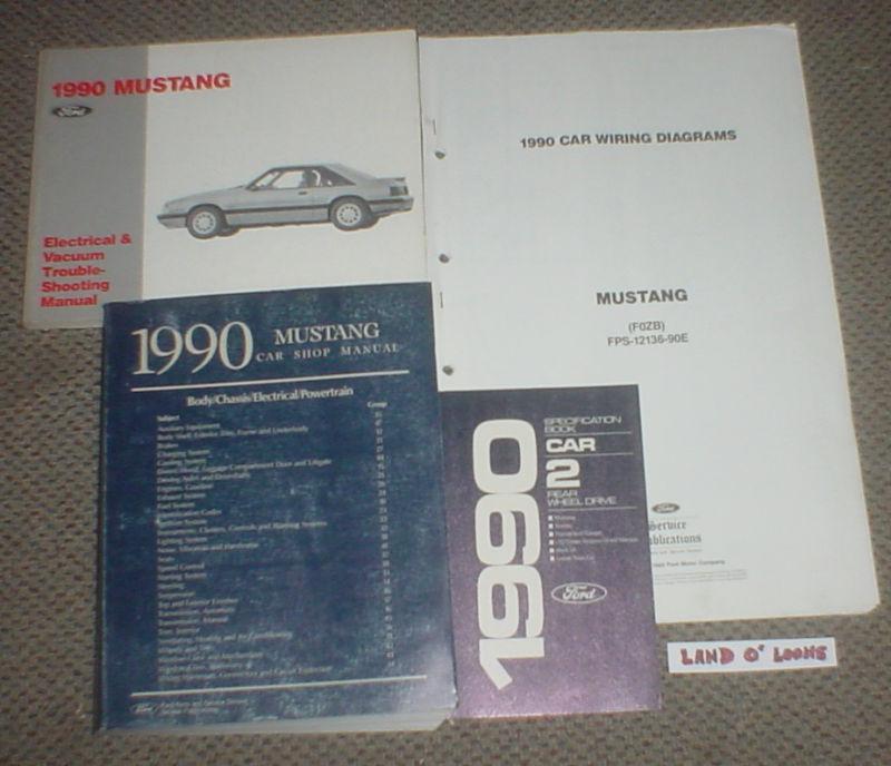 1990 ford mustang shop/service manual lot/4 +elec/vacuum+wiringdiagr+salesspecs