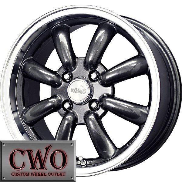 15 gunmetal konig rewind wheels rims 4x100 4 lug civic mini  cobalt xb integra