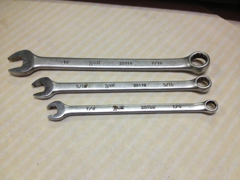Vintage lot of 3 combination wrenches popular mechanics cr-v 1/4 5/16 7/16