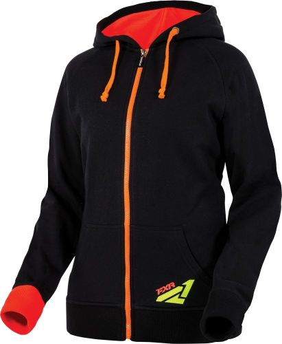 Fxr edge womens zip-up hoodie black/electric tang orange xs
