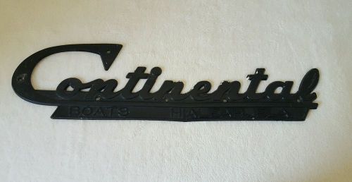 Vtg~continental boats fl~boat/marine~black plastic script nameplate~steampunk ii