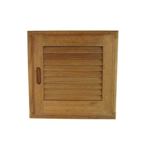 Brand new teak louvered cabinet doors, 15&#034; x 15&#034; right hand opening - c1515tkdr